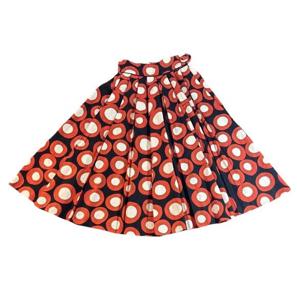 H&M Tribute to Marimenko Full Pleated Skirt Sz 4 Geometric Black Orange Ivory - Picture 11 of 16